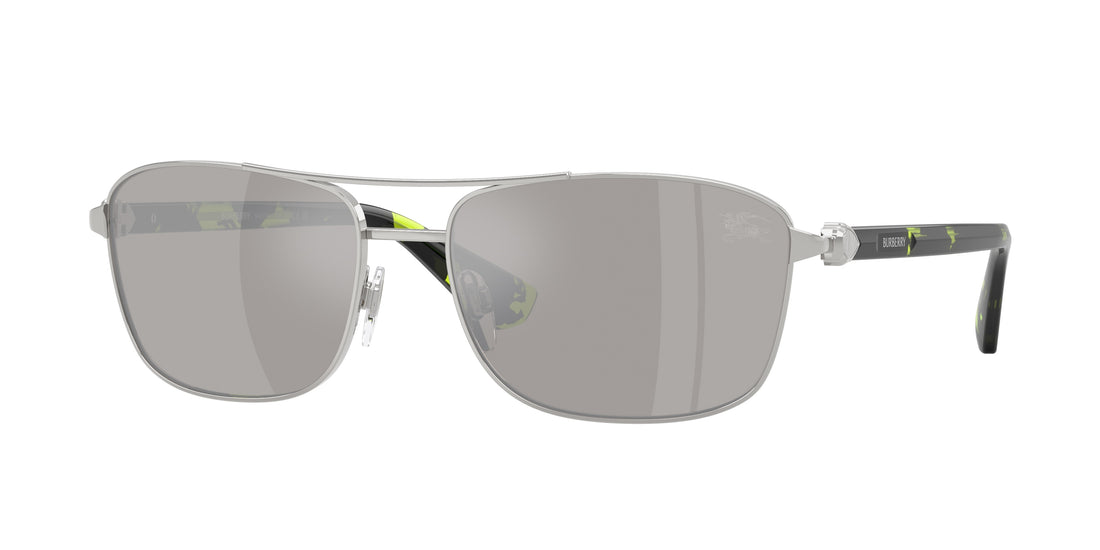 Solglasögon burberry be3163 10056g plateado rectangular masculino storlek 60mm - Huvudvy