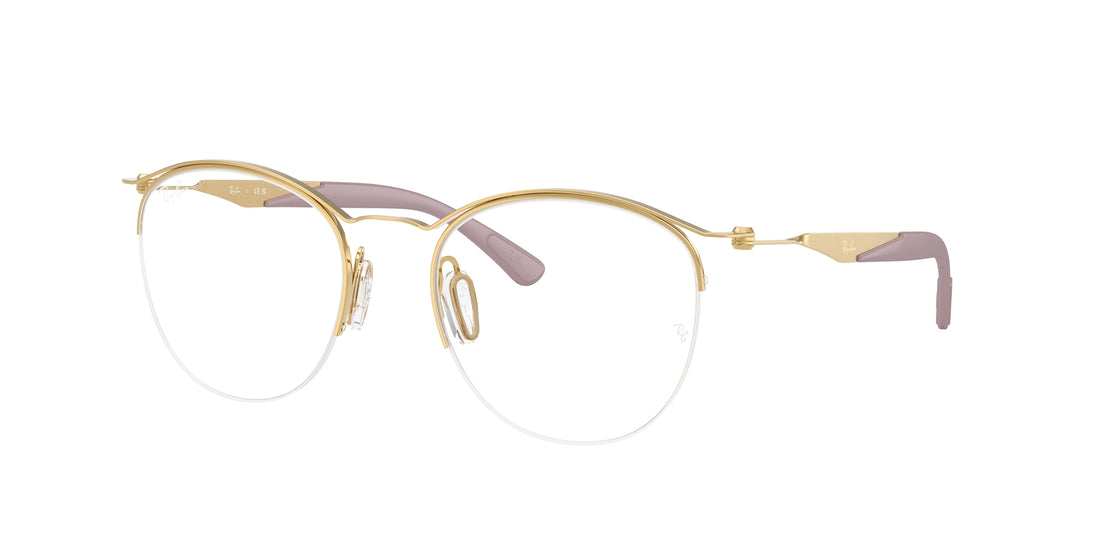 Prescription glasses ray-ban rx7553 3218 dorado round unisex size 52mm - Main view