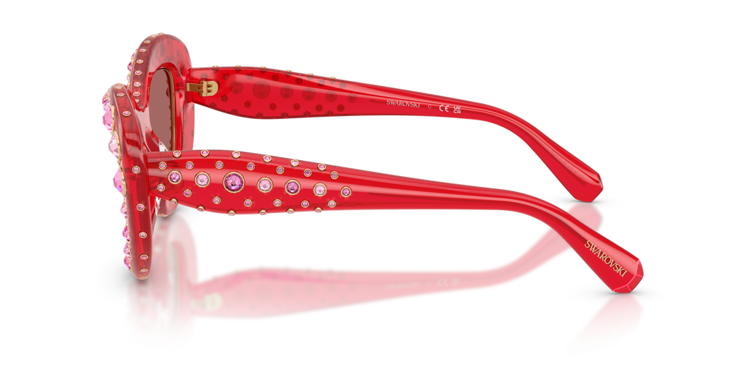Occhiali da sole swarovski sk6060 110369 rojo cat eye femenino taglia 49mm - Vista dettagliata