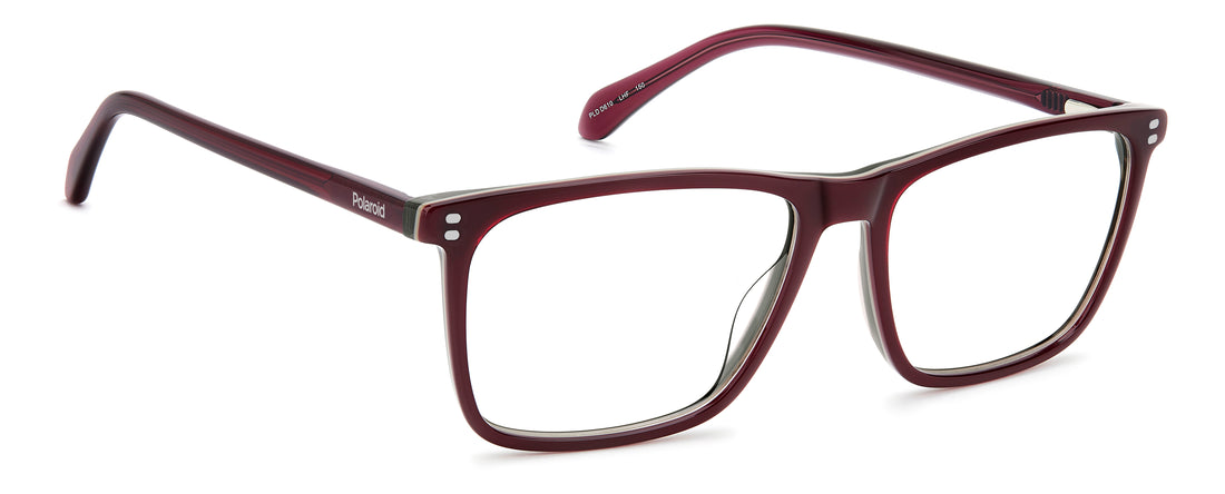 Gafas graduadas polaroid pld d610 lhf burdeos rectangular masculino talla 56mm - Vista de detalle