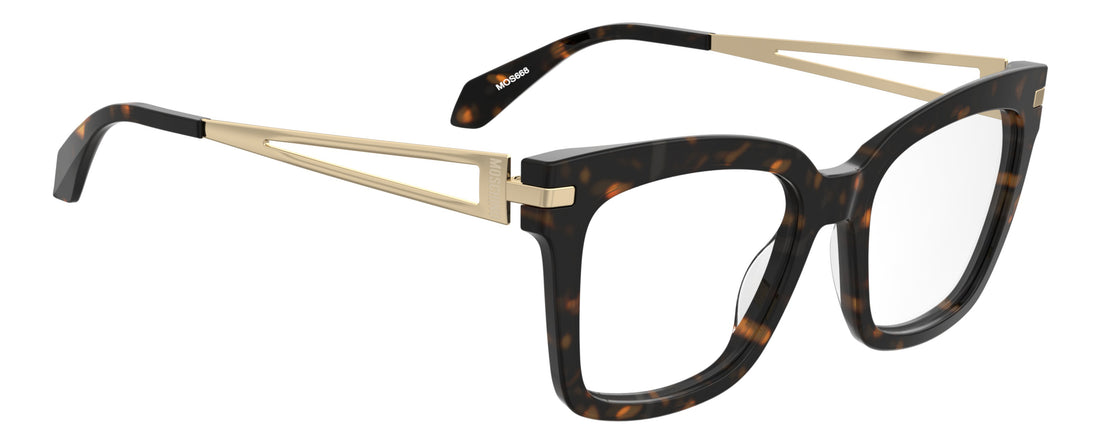 Lunettes de vue moschino mos668 086 havana rectangular femenino taille 52mm - Vue détaillée