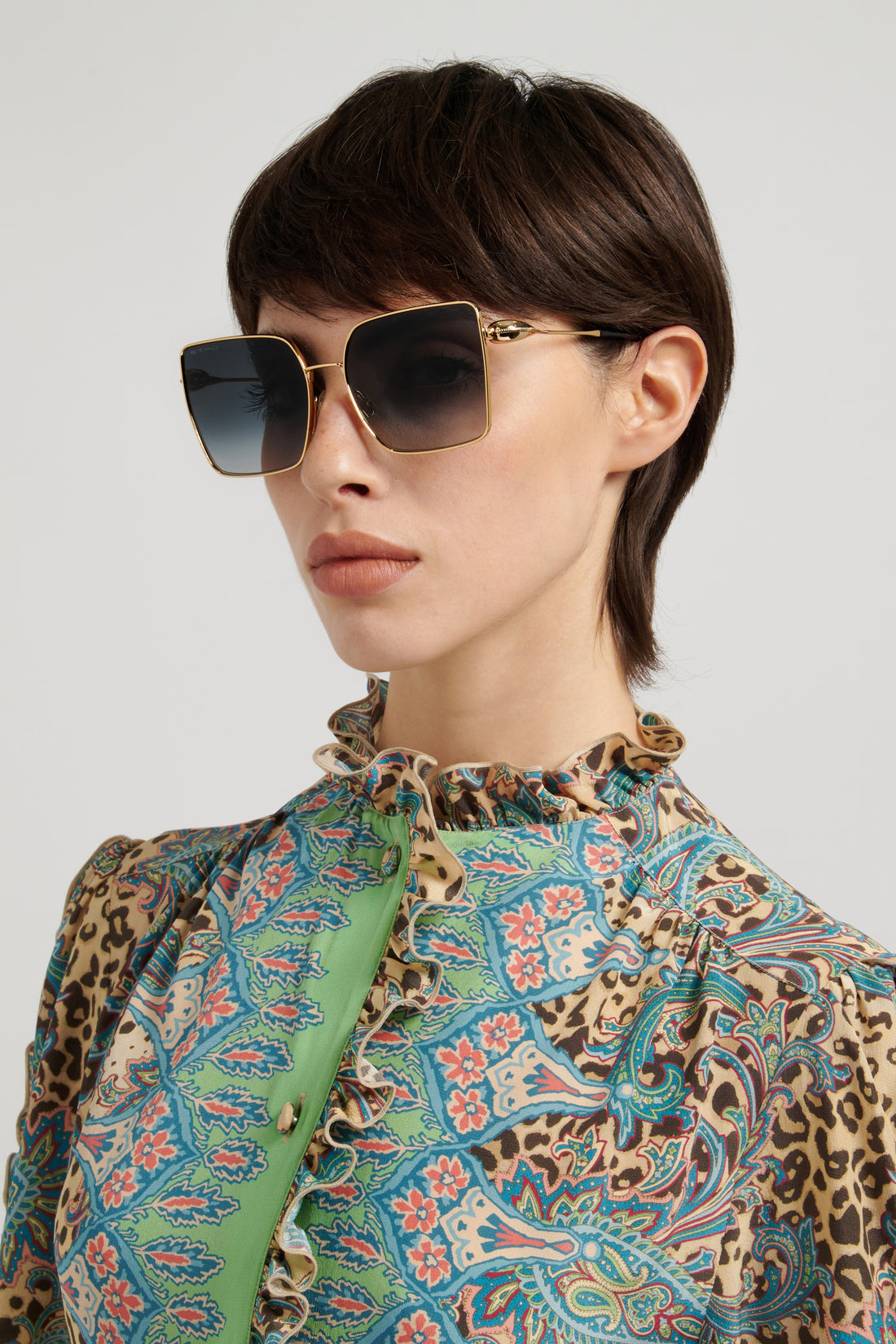 Gafas de sol etro 0138/s 000 9o dorado square femenino talla 59mm - Vista de detalle