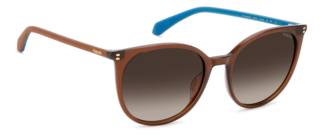 Occhiali da sole polaroid pld 4208/s/x 09q la marron cat eye femenino taglia 55mm - Vista dettagliata