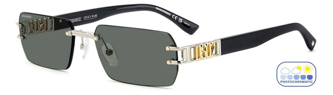 Gafas de sol dsquared2 d2 0189/s i20 gp dorado rectangular masculino talla 57mm - Vista de detalle