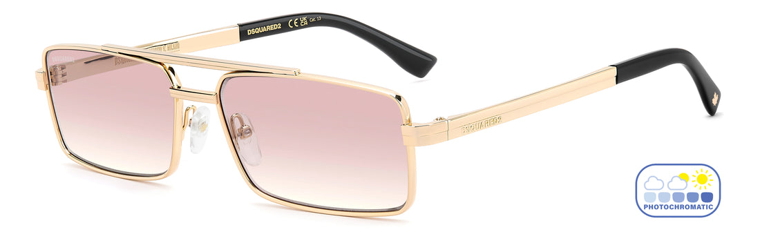 Lunettes de soleil dsquared2 d2 0213/s 000 n2 dorado rectangular masculino taille 59mm - Vue principale