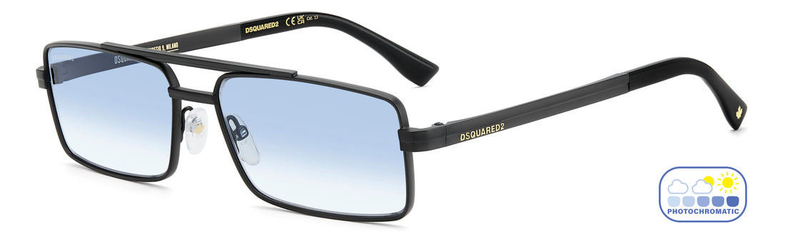 Lunettes de soleil dsquared2 d2 0213/s 003 f9 negro rectangular masculino taille 59mm - Vue principale