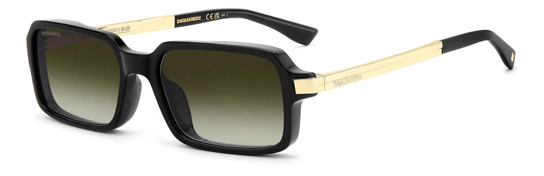 Lunettes de soleil dsquared2 d2 0214/g/s 807 9k negro rectangular masculino taille 54mm - Vue principale