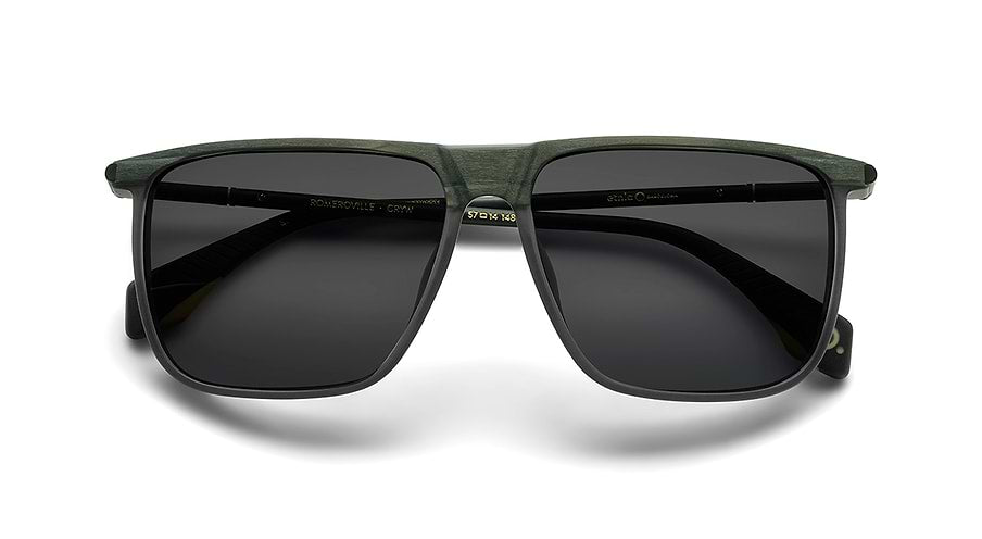 Occhiali da sole etnia barcelona romeroville sun gryw verde rectangular masculino taglia 57mm - Vista dettagliata