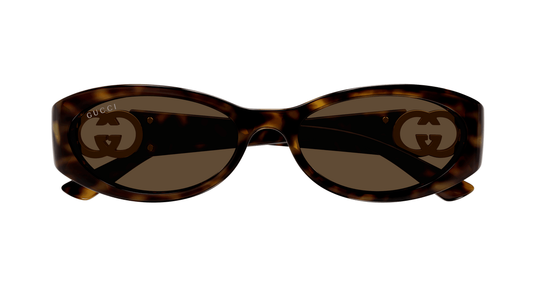 Occhiali da sole gucci gg1660s 002 havana round/oval/panthos femenino taglia 54mm - Vista dettagliata