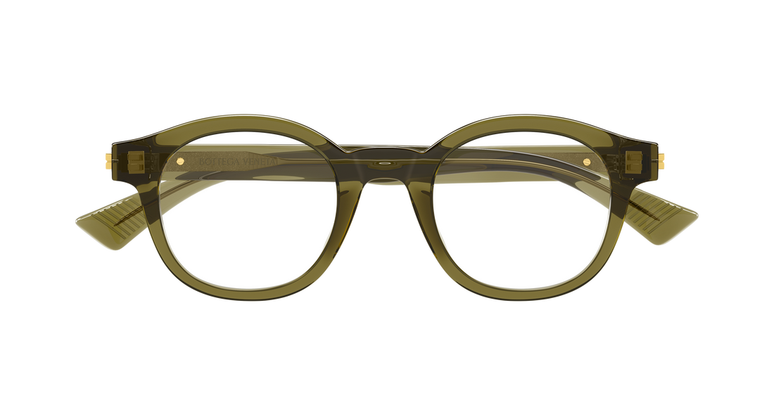 Occhiali da vista bottega veneta bv1413o 004 verde round/oval/panthos masculino taglia 46mm - Vista dettagliata