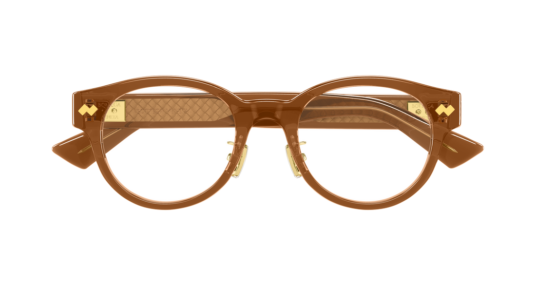 Occhiali da vista bottega veneta bv1405oa 003 marron round/oval/panthos masculino taglia 50mm - Vista dettagliata