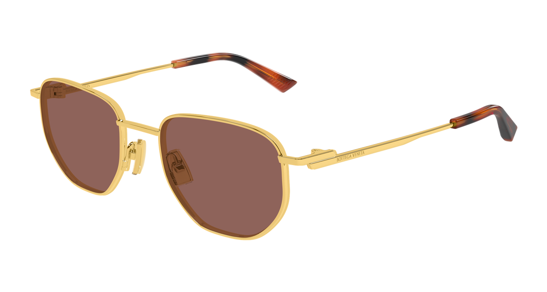 Occhiali da sole bottega veneta bv1301s 008 dorado round/oval/panthos unisex taglia 52mm - Vista principale