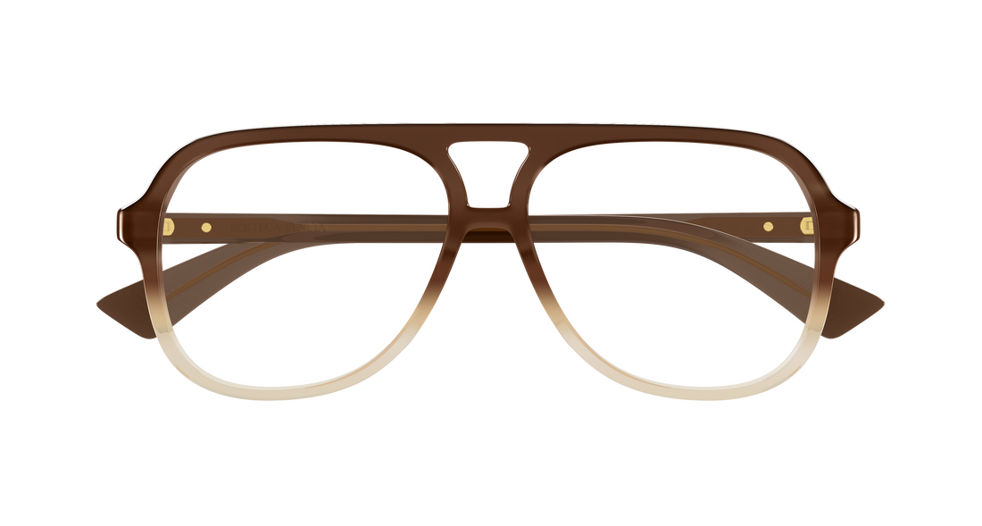 Occhiali da vista bottega veneta bv1417o 004 marron pilot/navigator unisex taglia 56mm - Vista dettagliata