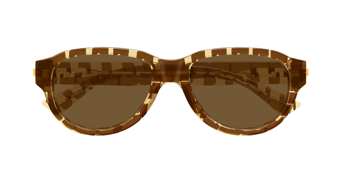 Occhiali da sole bottega veneta bv1410s 004 marron round/oval/panthos masculino taglia 55mm - Vista dettagliata