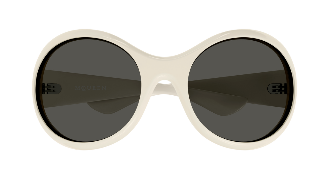 Lunettes de soleil alexander mcqueen am0592s 008 beige round/oval/panthos unisex taille 65mm - Vue détaillée