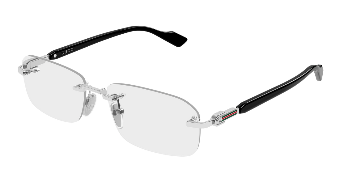 Lunettes de vue gucci gg1221o 008 plateado rectangular / squared masculino taille 56mm - Vue principale