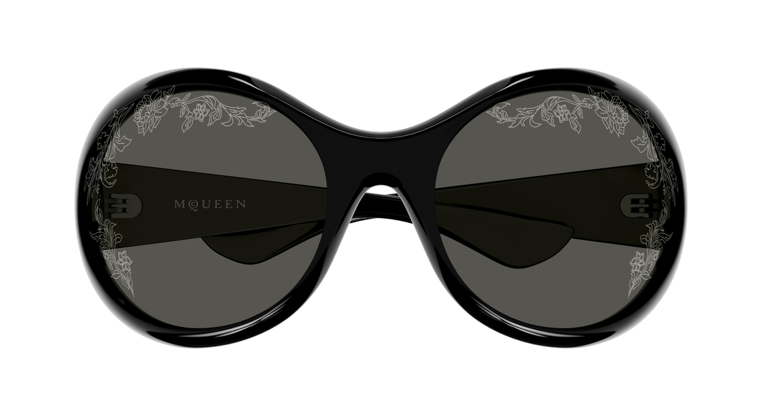 Lunettes de soleil alexander mcqueen am0592s 005 negro round/oval/panthos unisex taille 65mm - Vue détaillée