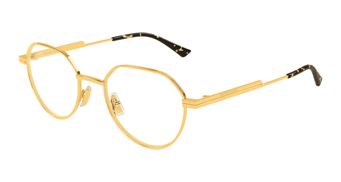 Prescription glasses bottega veneta bv1468o 001 dorado round/oval/panthos unisex size 51mm - Main view