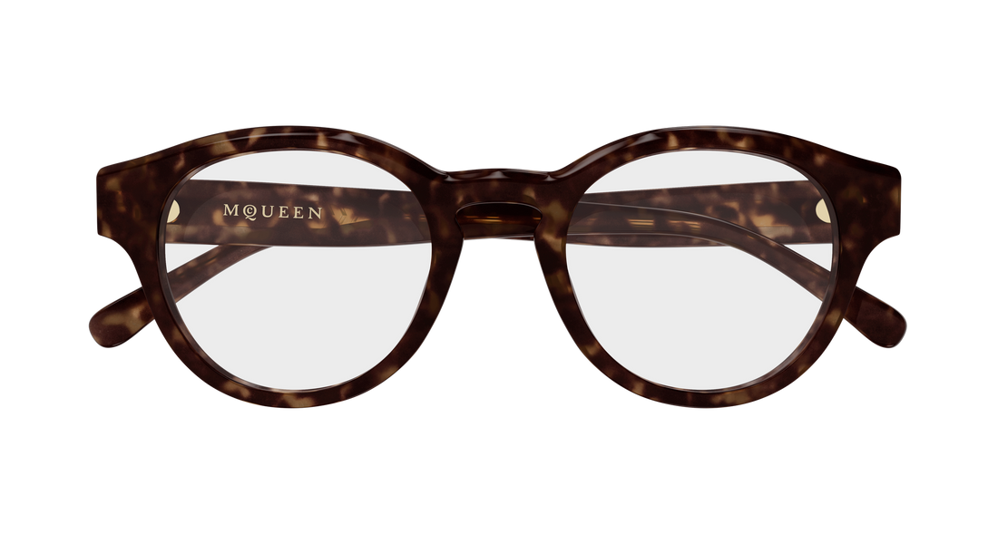 Brillen alexander mcqueen am0581o 002 havana round/oval/panthos unisex größe 49mm - Detailansicht