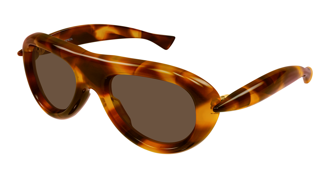 Lunettes de soleil bottega veneta bv1483s 002 havana round/oval/panthos unisex taille 54mm - Vue principale