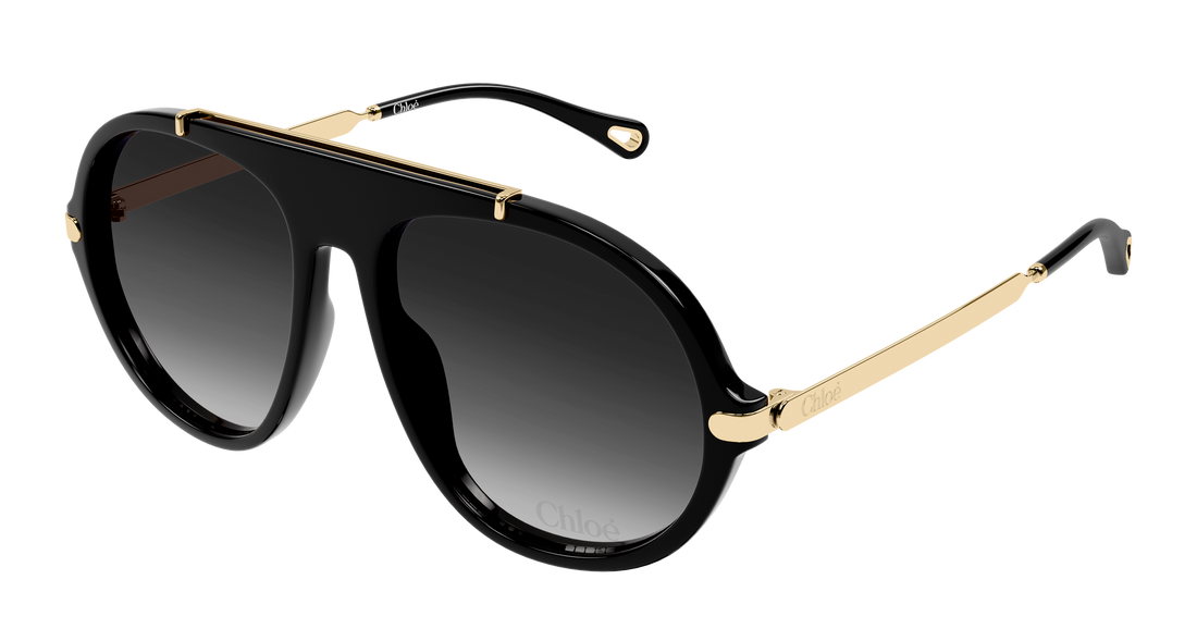 Gafas de sol chloé ch0357s 001 negro round/oval/panthos femenino talla 58mm - Vista principal