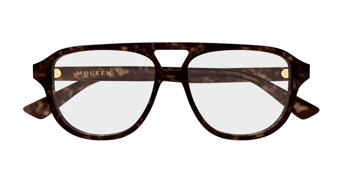 Brillen alexander mcqueen am0574o 002 havana pilot/navigator unisex größe 54mm - Detailansicht