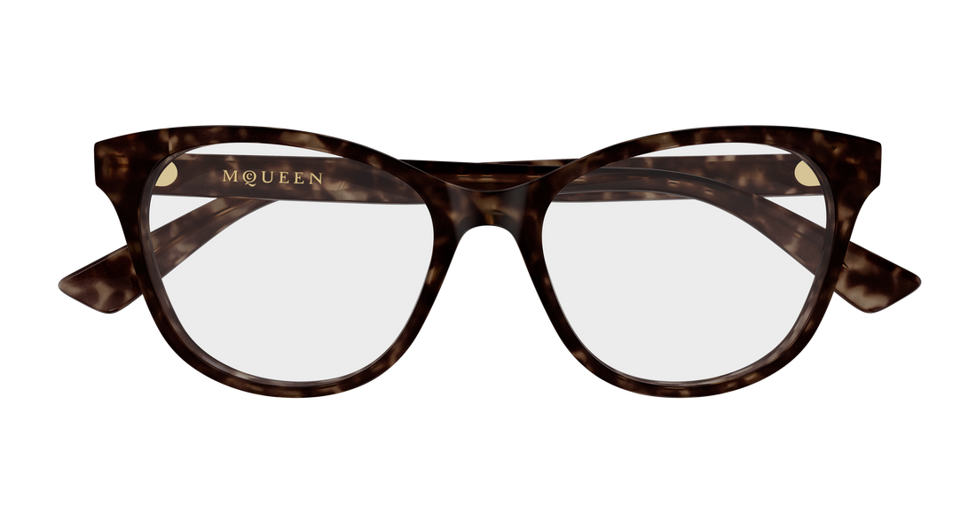 Brillen alexander mcqueen am0576o 008 havana cat eye femenino größe 54mm - Detailansicht