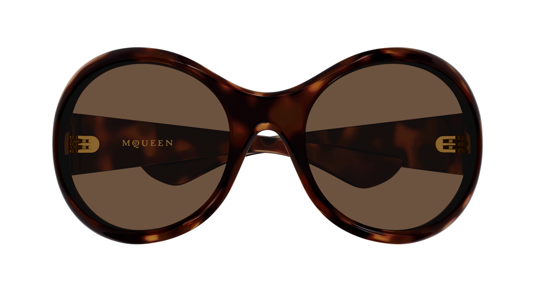 Lunettes de soleil alexander mcqueen am0592s 002 havana round/oval/panthos unisex taille 65mm - Vue détaillée
