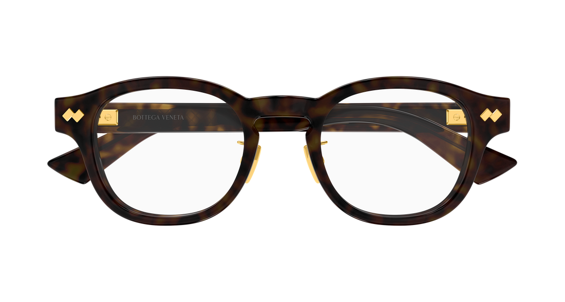 Lunettes de vue bottega veneta bv1518oa 002 havana round/oval/panthos unisex taille 49mm - Vue détaillée