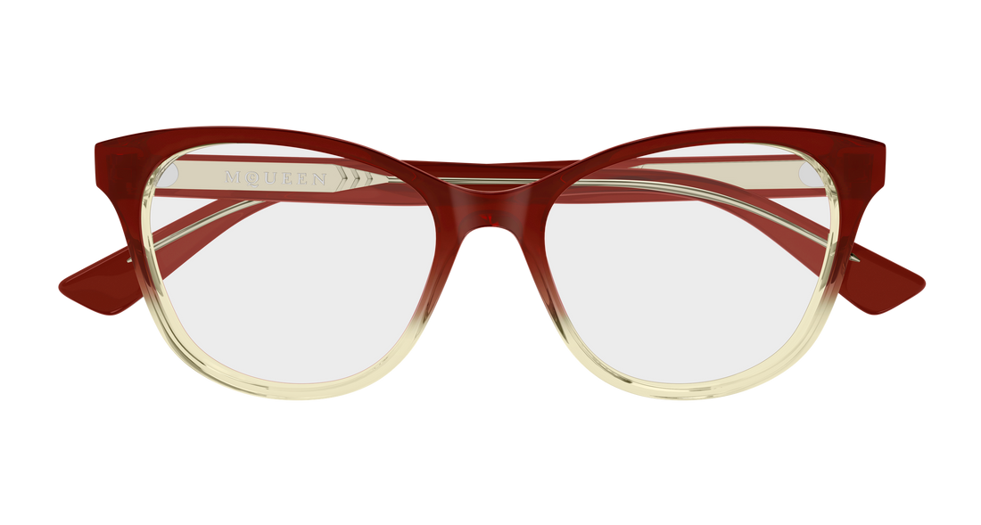 Brillen alexander mcqueen am0576o 012 rojo cat eye femenino größe 54mm - Detailansicht