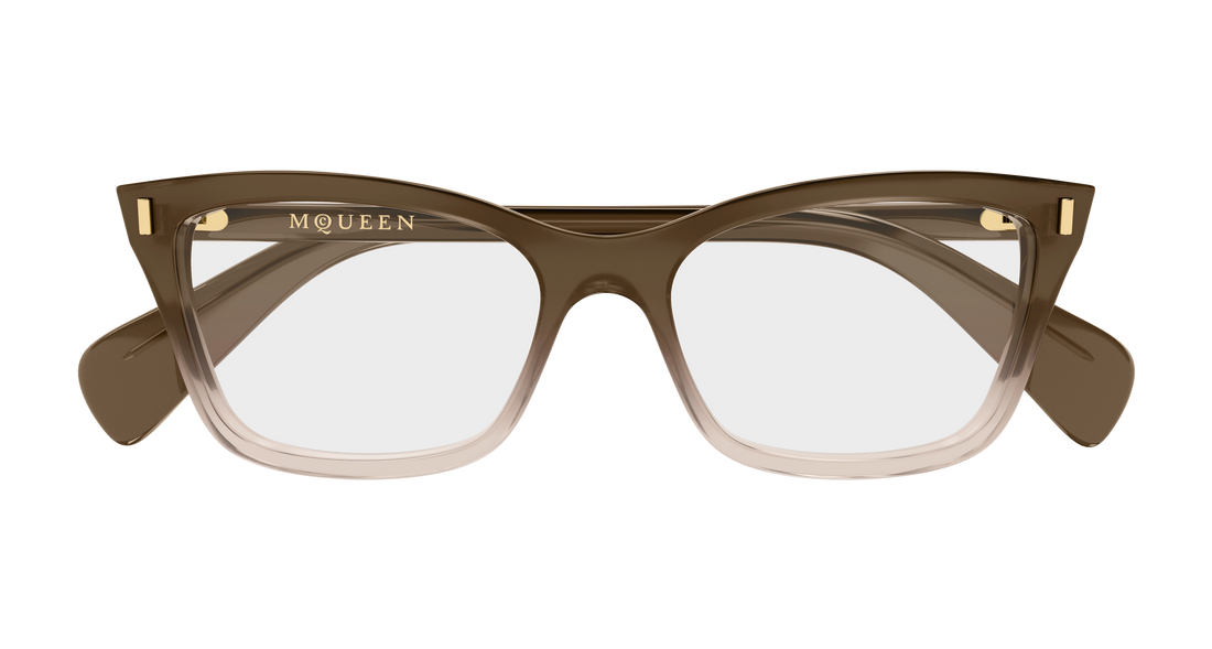 Brillen alexander mcqueen am0584o 008 marron cat eye femenino größe 54mm - Detailansicht