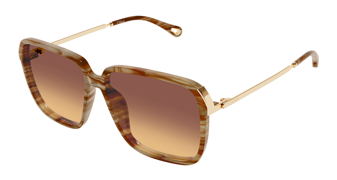 Lunettes de soleil chloé ch0405s 004 havana rectangular / squared femenino taille 59mm - Vue principale