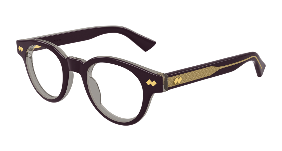 Prescription glasses bottega veneta bv1443o 004 violeta round/oval/panthos unisex size 45mm - Main view