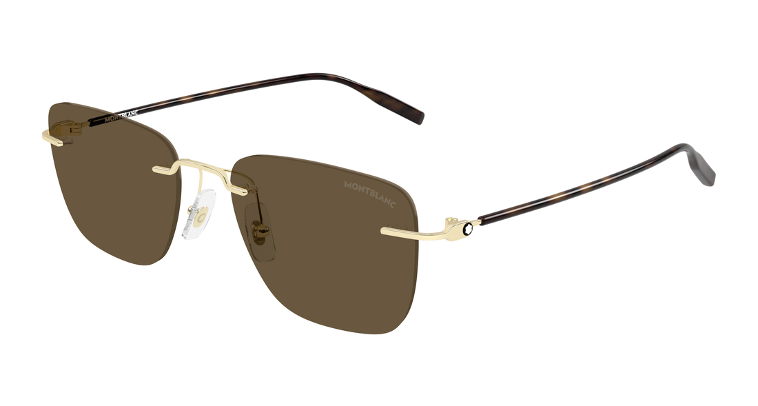 Sunglasses montblanc mb0470s 003 dorado rectangular / squared masculino size 54mm - Main view