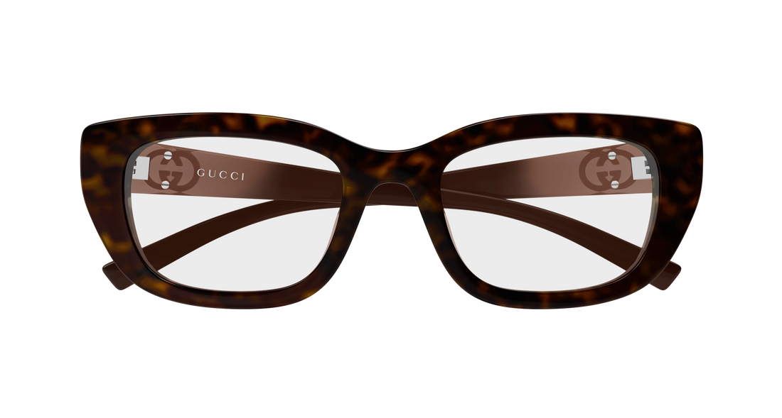 Occhiali da vista gucci gg2027o 002 havana cat eye femenino taglia 52mm - Vista dettagliata