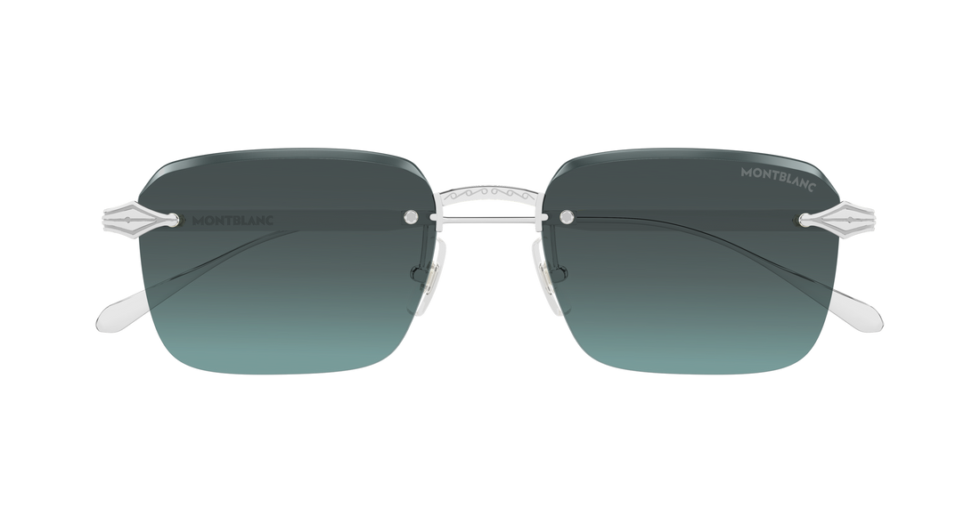 Occhiali da sole montblanc mb0456s 002 plateado rectangular / squared masculino taglia 54mm - Vista dettagliata
