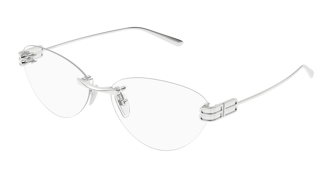 Prescription glasses balenciaga bb0489o 001 plateado cat eye femenino size 61mm - Main view