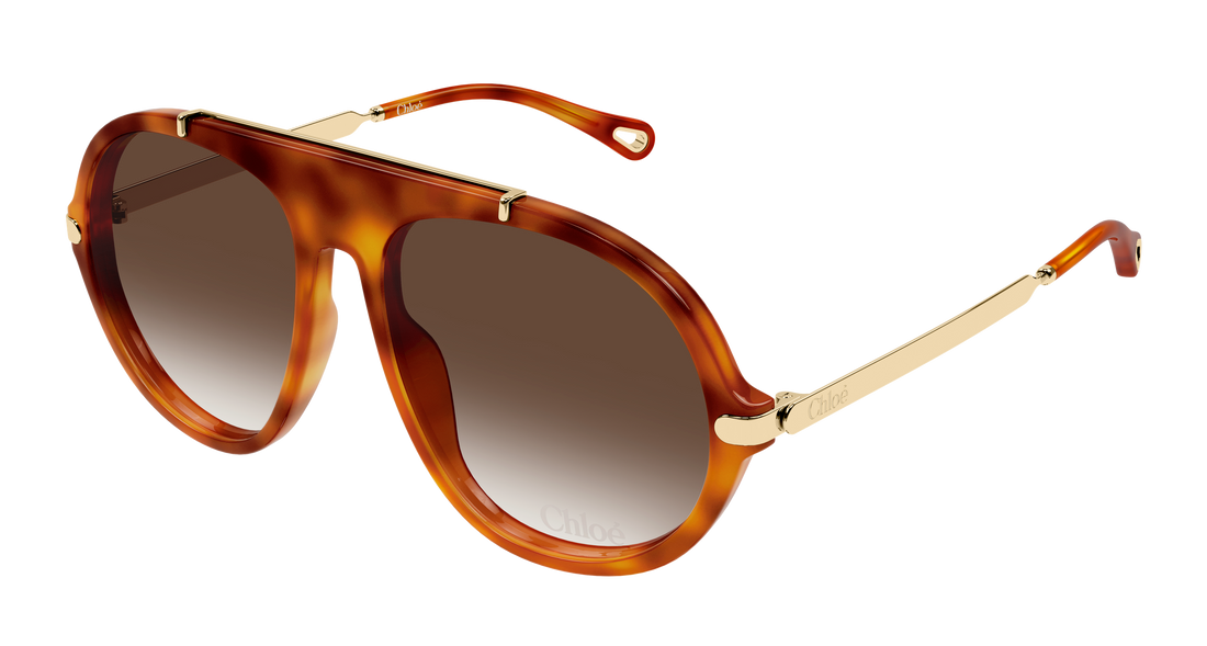 Lunettes de soleil chloé ch0357s 002 havana round/oval/panthos femenino taille 58mm - Vue principale