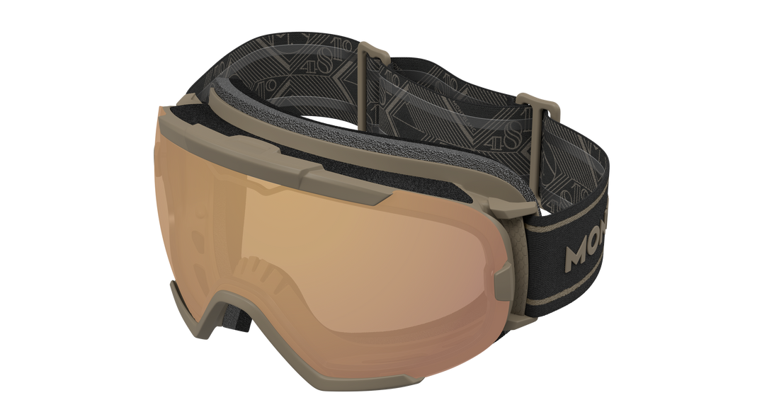 Lunettes de soleil montblanc mb0380s 002 beige mask unisex taille 99mm - Vue principale