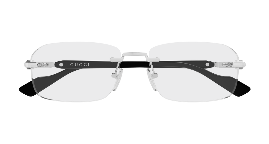 Lunettes de vue gucci gg1221o 008 plateado rectangular / squared masculino taille 56mm - Vue détaillée