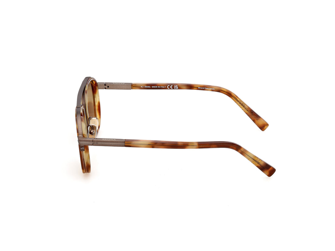 Lunettes de soleil ermenegildo zegna ez0231 55e havana geometric masculino taille 51mm - Vue détaillée