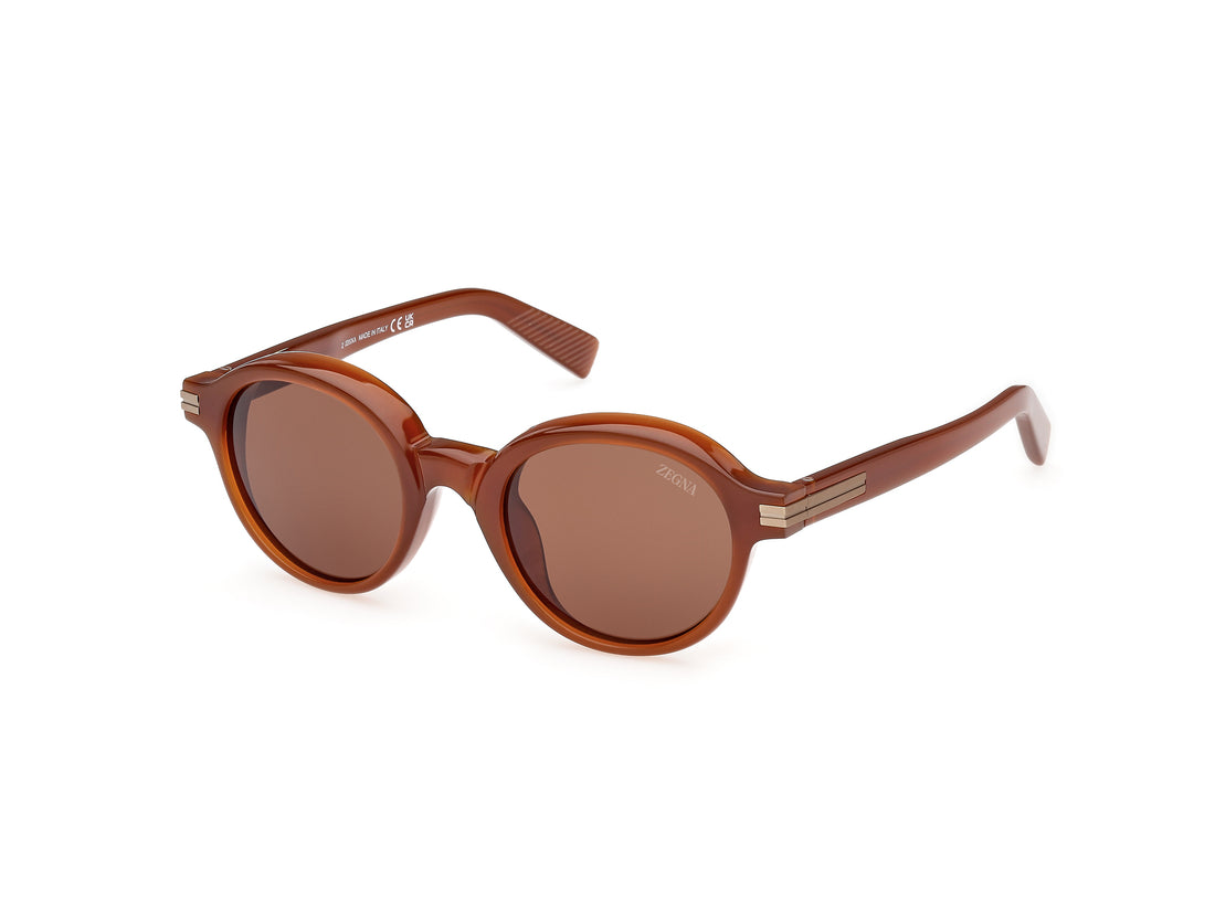 Lunettes de soleil ermenegildo zegna ez0253 45e marron round masculino taille 50mm - Vue principale