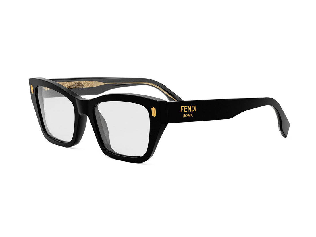 Prescription glasses fendi roma fe50118i 001 black rectangular femenino size 52mm - Main view