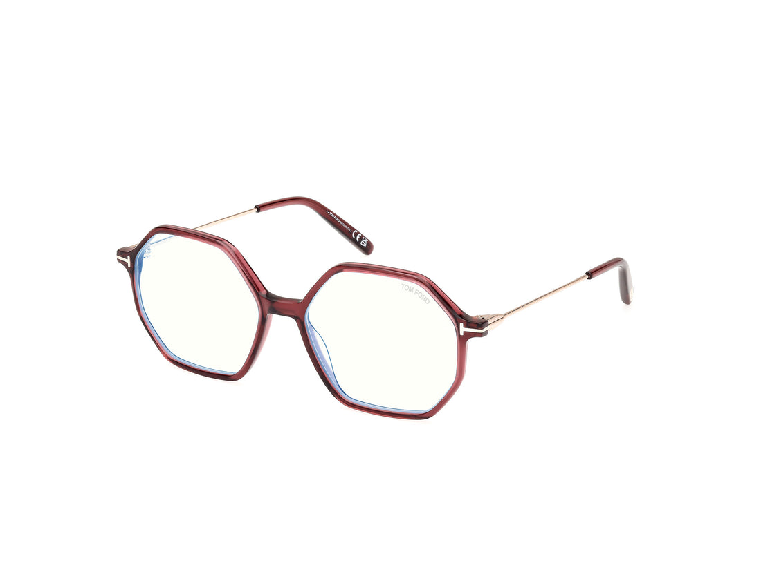 Prescription glasses tom ford ft5952-b 069 burdeos geometric femenino size 54mm - Main view