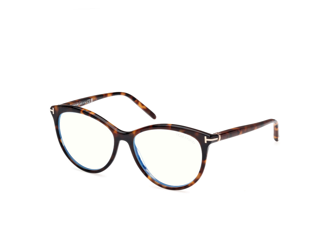Prescription glasses tom ford ft5990-b 052 havana round femenino size 55mm - Main view