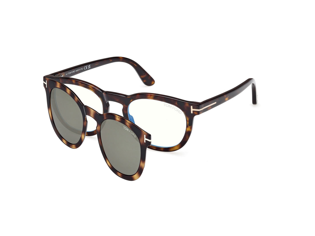 Prescription glasses tom ford ft5993-b 052 havana round masculino size 50mm - Main view