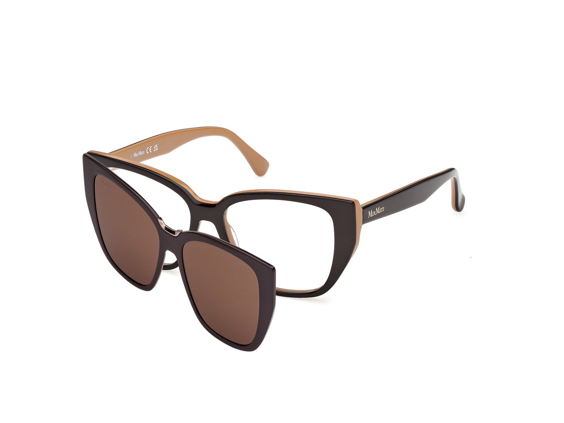 Prescription glasses maxmara mm5212 050 marron round femenino size 53mm - Main view