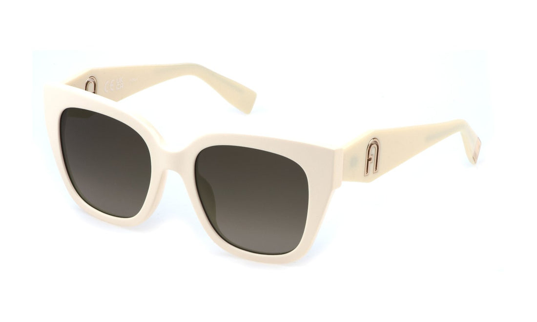 Solglasögon furla sfu812 06y1 beige square femenino storlek 53mm - Huvudvy