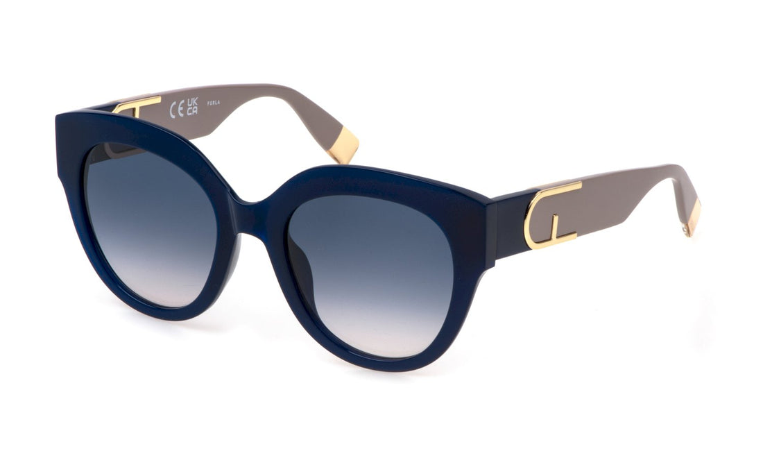 Solglasögon furla sfu813v 03gr azul square femenino storlek 53mm - Huvudvy