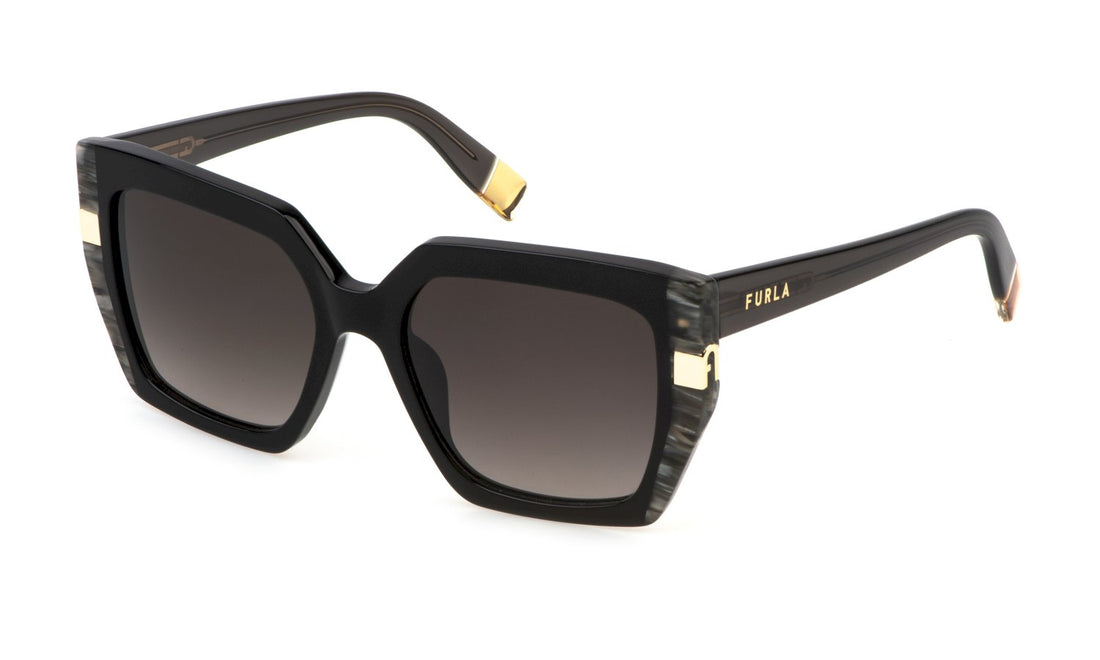 Solglasögon furla sfu818 0700 negro square femenino storlek 55mm - Huvudvy